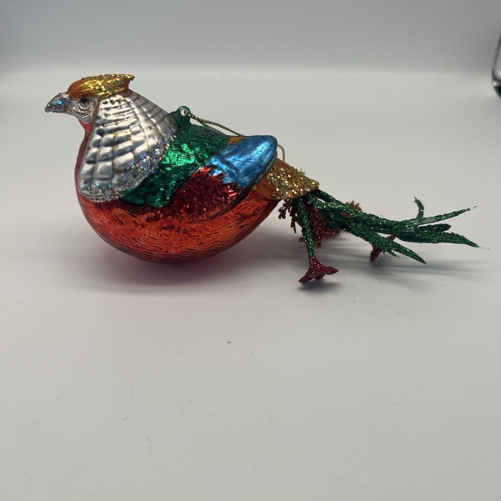 Antique Mercury‎ Hand Blown Glass Pheasant Christmas Ornament Germany